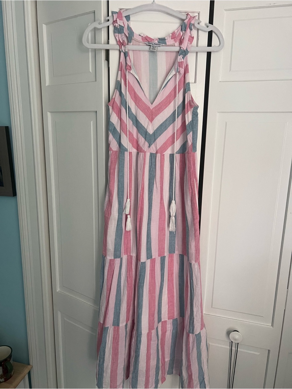 Tommy Bahama Pastel Pink and Teal Striped Sundress